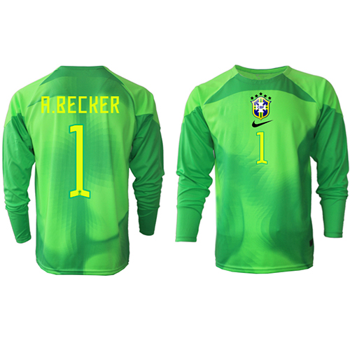 Fotballdrakt Herre Brasil Alisson Becker #1 Keeper Bortedrakt VM 2022 Langermet